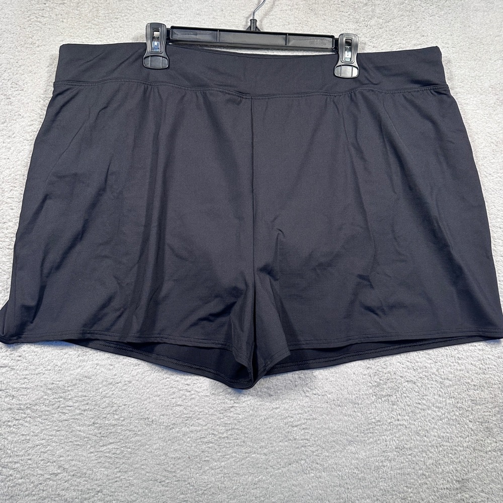 Lands' End‎ Swim Shorts Built-In Briefs Women's Plus 24W Black Swimsuit Bottom